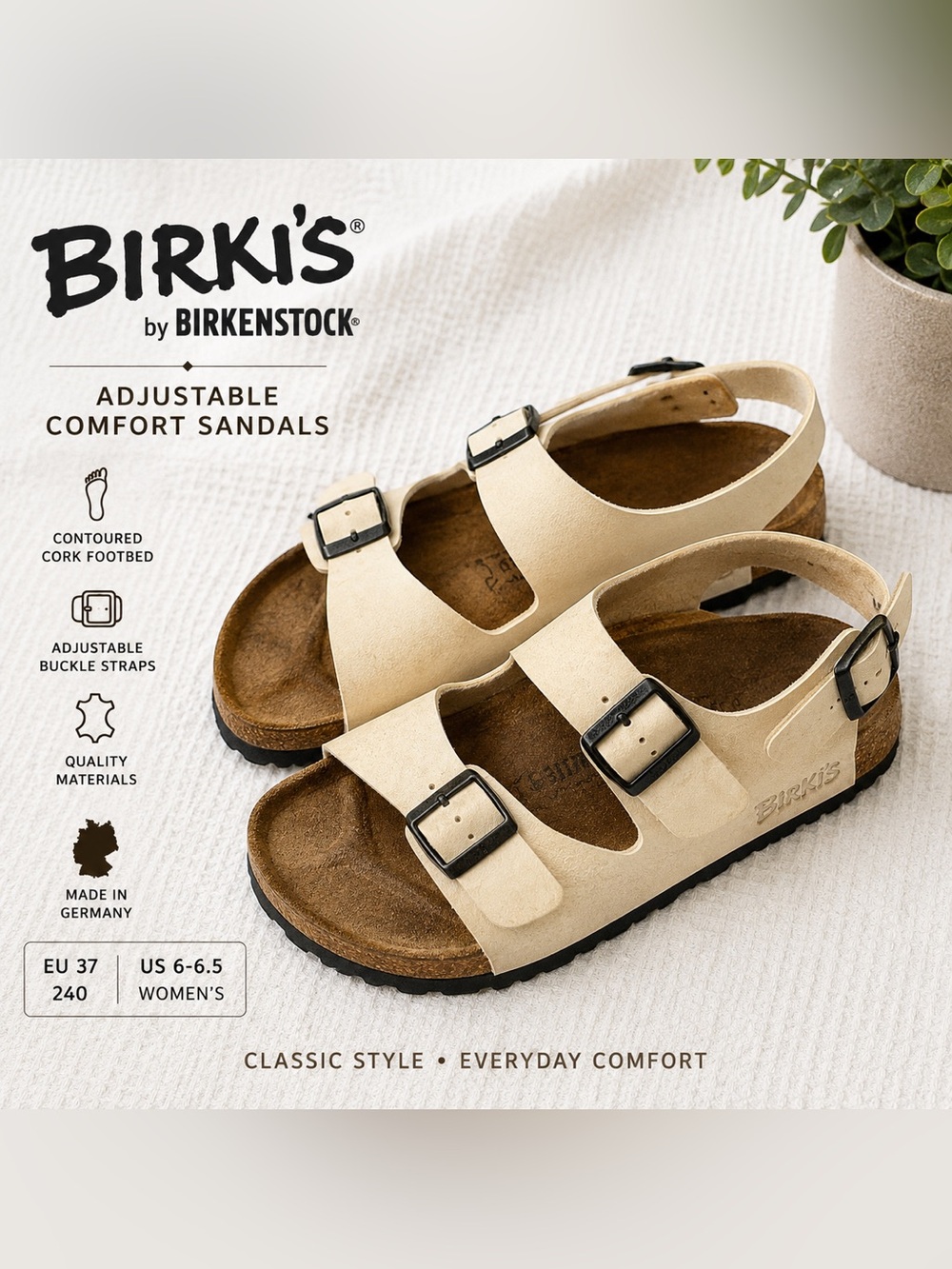Birki’s by Birkenstock Beige Double Strap Slingback Sandals EU 37 US 6-6.5